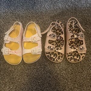Mini Melissa Pink Leopard and white Splatter Paint Sandals BUNDLE